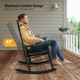 thumbnail image 4 of VINGLI Wood Rocking Chair Outdoor with 450 lbs Support Relaxing Rocker Solid Wood High Back Seat Reclining Seat for Deck, Garden, Backyard, Porch, Indoor or Outdoor Use, Black, 4 of 7