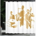 thumbnail image 4 of Ambesonne Vintage Shower Curtain, Jazz Band Blues Music, 69"Wx75"L, Sand Brown White, 4 of 5