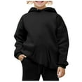 thumbnail image 2 of LUOGENLI Outfits for Girls 9-10 Years Old Kids Hoodie Sweatshirt and Sweatpants Solid Color Pullover Hoodie Set Tracksuit 2 Piece Outfits Outfits for Girls 5-6 School Black 120, 2 of 3