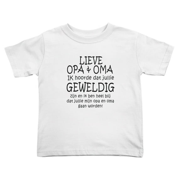 Lieve Opa & Oma Gewelding Funny Toddler T Shirts for Boys Girls (White, 2T)