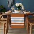 thumbnail image 2 of Burnt Orange Grey Stripe Table Runner - 60 Inch Long, Kitchen Dining Table Runner Dresser Scarves, Farmhouse Minimalist Striped Farmhouse Decor for Coffee Tables Wedding Party Banquet, 2 of 8