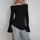 thumbnail image 5 of Blusa de para Mujer, de Larga Abullonada, con Cuello y Hombros Descubiertos, Ajustada, para Salir, Estilo Y2K. Negro L, 5 of 10