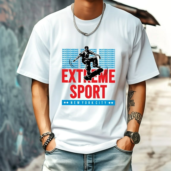 Men's T Shirt Round Neck Patterned Tee Summer New Sports Shirt Vintage Style Gift for Friends XS