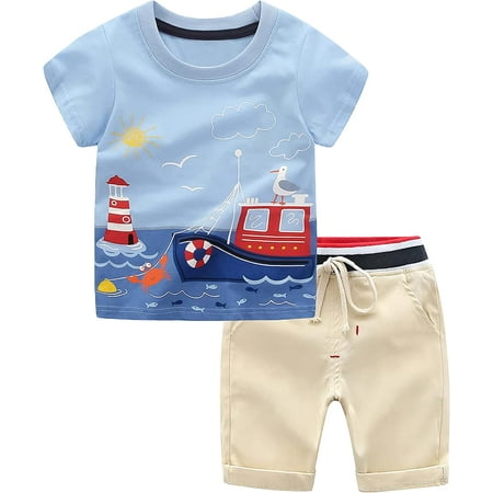 

Toddler Boys Clothes Baby Summer Outfits Short Sleeve T-Shirt and Shorts 2-Piece Kids Boys Playwear Sets