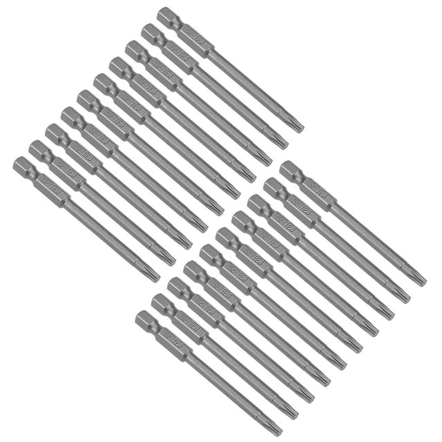 20 piezas 75mm 1/4" Vástago Hexagonal T20 Puntas de Destornillador Torx Acero de Alta Aleación S2
