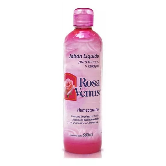 Jabón Líquido Manos y Cuerpo Rosa Venus 12 Pz De 500ml