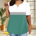 thumbnail image 2 of fatyb Women's Plus Size Tops V Neck Short Sleeve Tee Blouses Printed Summer Casual Loose Tunic Shirts, 2 of 6