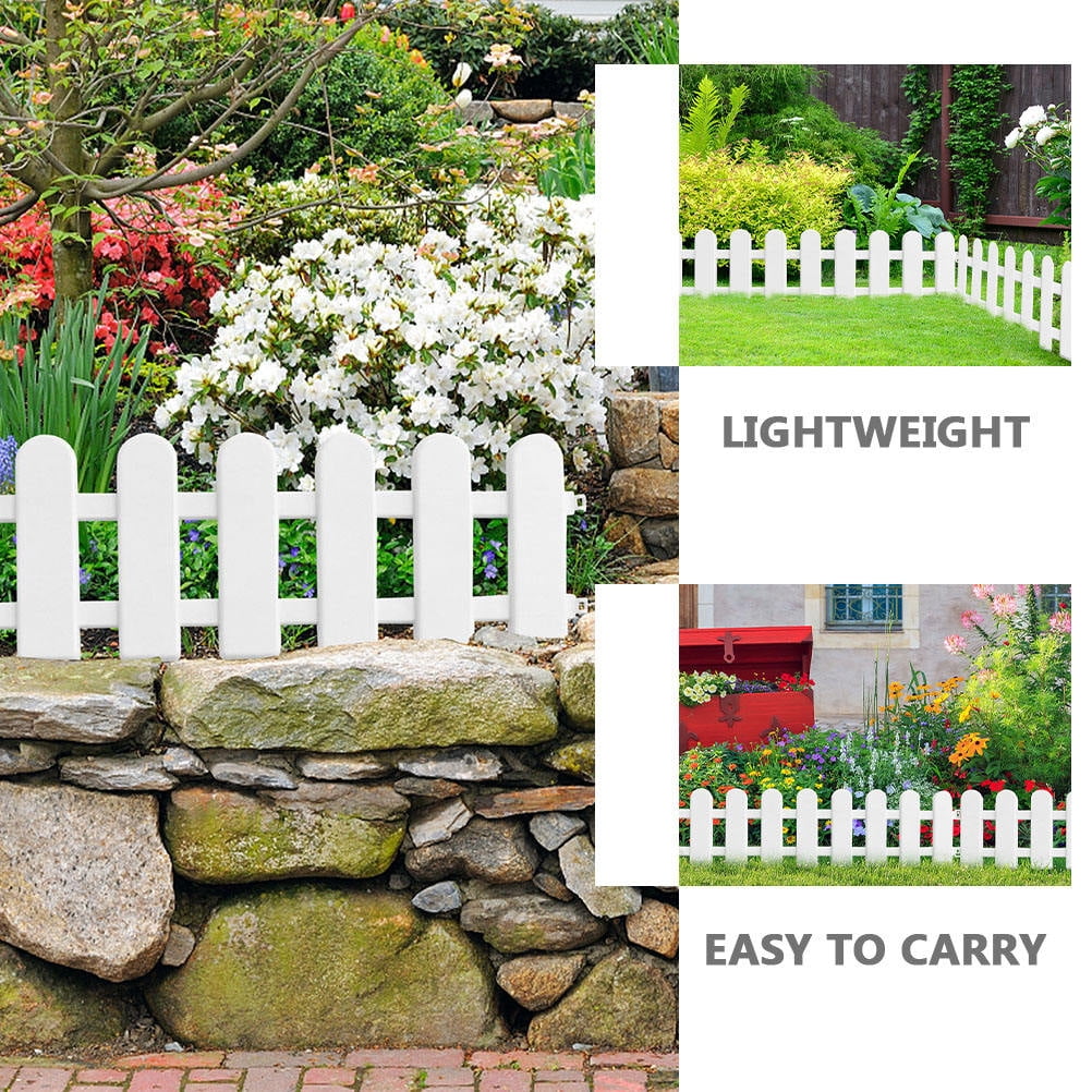YSNOOWE 6Pcs White Plastic Yard Fence Garden Edging Fence Decorative Courtyard Partition Easy Install