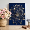 thumbnail image 2 of Canvas Wall Art, Navy Blue Yellow Spring Floral Framed Canvas Prints for Kitchen Bedroom, Abstract Blossoms Botanical Small Gallery Wrapped Wall Decor for Home Office, Gifts, 8"x12" Ship Next Day, 2 of 9