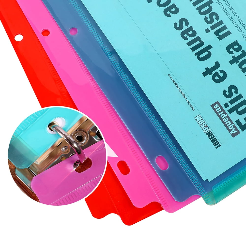 Binders, Plastic Poly Envelopes, Colorful Clear 3-Ring Binders, Letter Size, Snap Pockets with Labels, for School Home Office/20PCS