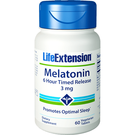 Life Extension 6 Hr Timed Release Melatonin Vegetarian Tablets, 3mg, 60