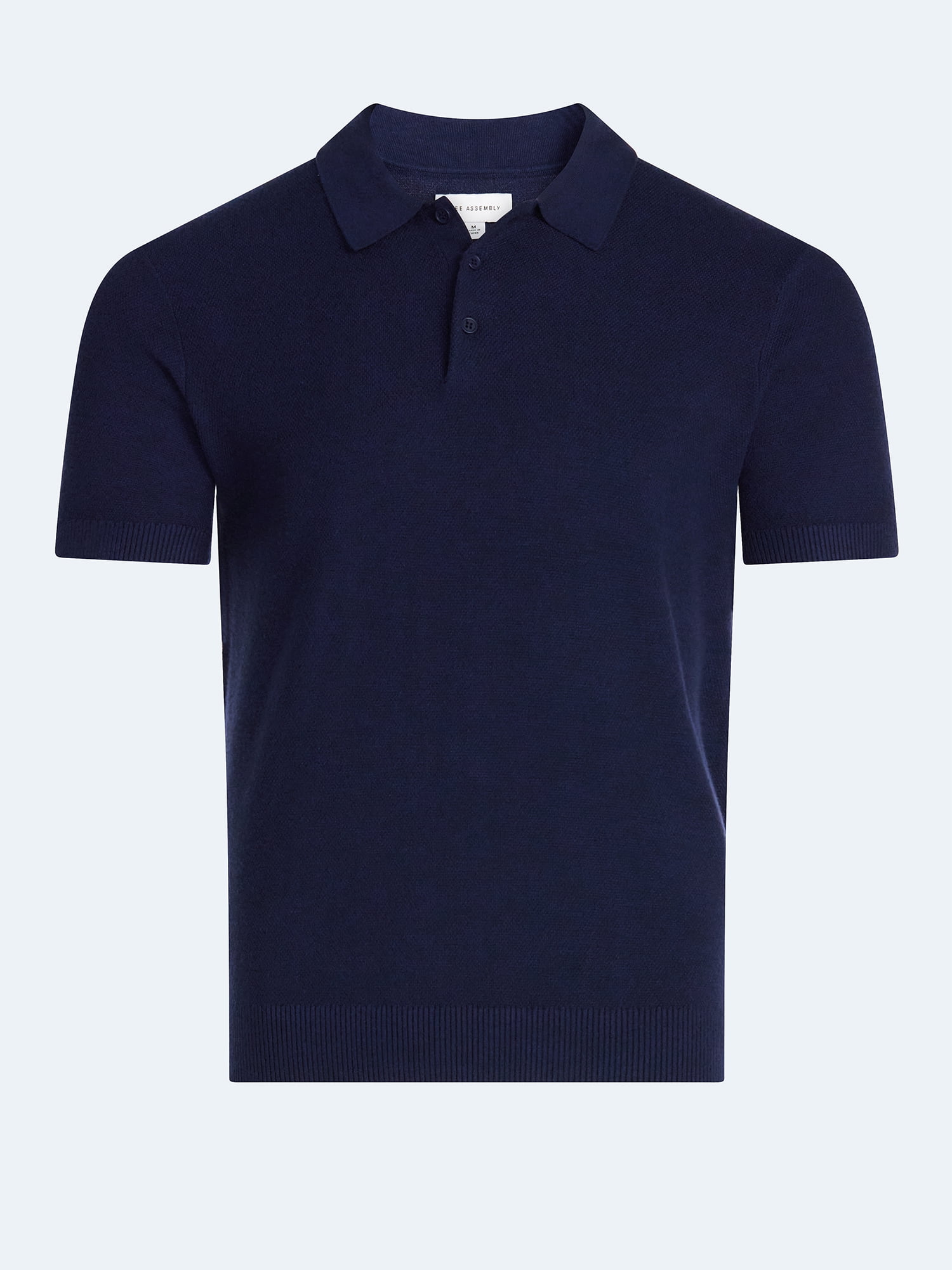 Free Assembly Men's Textured Polo Sweater with Short Sleeves, Sizes S-3XL