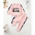 thumbnail image 4 of KIMI BEAR 2T Toddler Girl Outfit Set 3T Child Winter Clothes Long Sleeves Letter Sweatshirt Top Camouflage Color Block Pants 2pcs Clothing Pink, 4 of 7