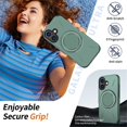 thumbnail image 7 of For iPhone 17 Ultra Slim Hybrid TPU+PC Protective Cover with Metal Rotation Holder , Compatible MagSafe, Military Grade Shockproof Phone Case Cover,Green,For iPhone 17, 7 of 7
