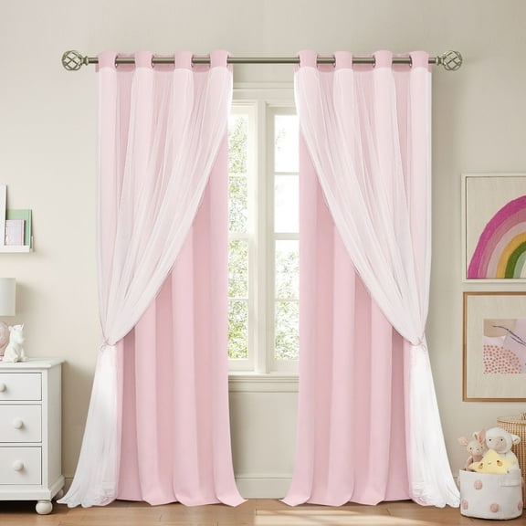Lapalife Blackout Double Layer Curtains 84inches with Sheer Thermal Insulated Grommet Window Panel for Nursery Bedroom Living Room, 1 Panel