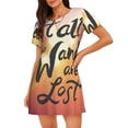 thumbnail image 1 of Fotbe Not All Who Wander Are Lost Bata de Dormir para Mujer con Estampado, Camisón de Algodón de Manga Corta, Ropa de Dormir Casual, 1 of 6