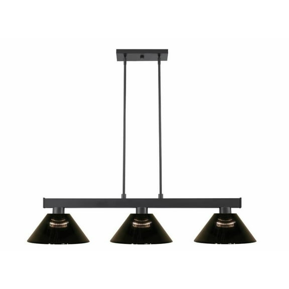 3 Light Billiard in Transitional Style-8 inches Tall and 14 inches Wide-Matte Black Finish-Smoke Glass Color Bailey Street Home 372-Bel-4314753