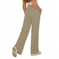 thumbnail image 4 of Pantalones de yoga de longitud completa para niños, de color sólido, con cintura elástica, con bolsillos y elásticos, de poliéster para adultos., 4 of 7