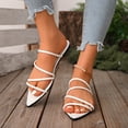 thumbnail image 1 of Fankiway Women's Pointed Toe Flat Sandals Multiple Straps Non-Slip Comfortable Open Toe Beach Slippers Summer White 6, 1 of 9