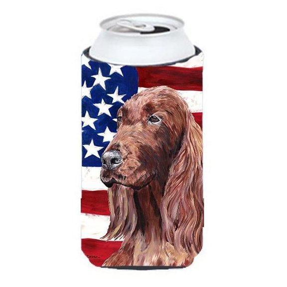 Carolines Treasures SC9510TBC Irish Setter Usa American Flag Tall Boy   Hugger - 22 To 24 oz.