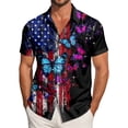 thumbnail image 2 of mgoYE Men USA Patriotic T Button Shirt 250th Anniversary USA Tshirt 4th of July Button Shirt American Flag Tee Tops 250th Anniversary Gifts(Black,2XL), 2 of 6