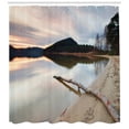 thumbnail image 3 of Ambesonne Digital Shower Curtain, Lake Shore with Trees, 69"Wx84"L, Sand Brown, 3 of 3