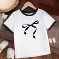 thumbnail image 2 of Byoo Tween Girls Bow Print T Shirt Cute Retro Short Sleeve Soft Tee Lightweight Breathable Summer Tee Shirt for Kids, 2 of 7