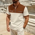 thumbnail image 2 of IROINNID Men's Color Block Waffle Knit Short Sleeve Half Zip Stand Collar Shirt with Zipper Pockets Casual Active Top Lightweight Breathable Summer Golf Outdoor Everyday Wear, 2 of 9