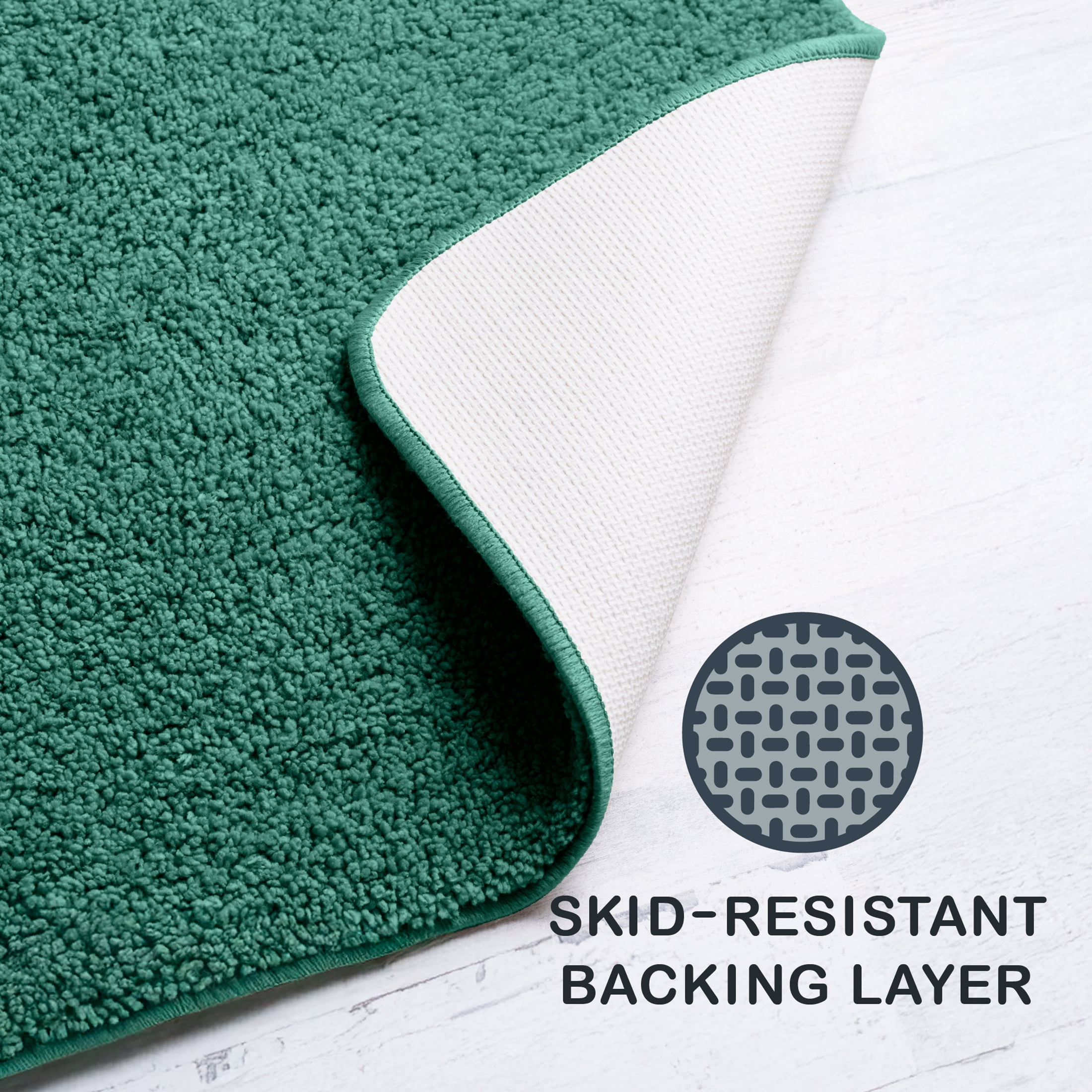 Mainstays Basic Polyester Bath Rug, Green, 20\" x 32\"