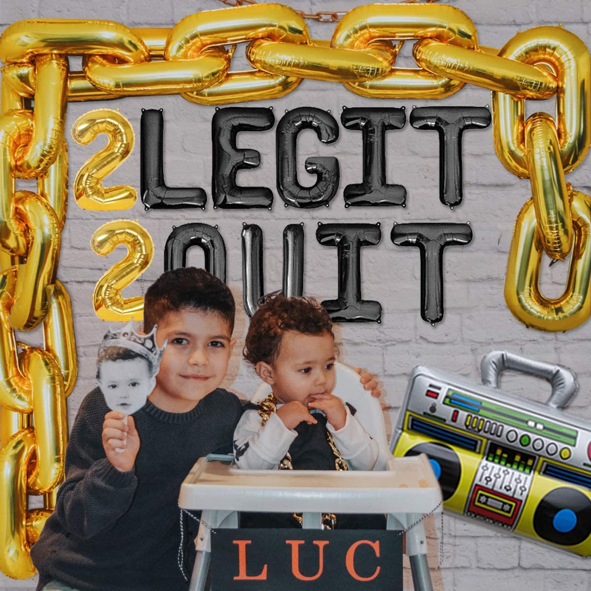 2 Legit 2 Quit Birthday Party Decorations - 80s/90s Hip Hop Theme With Foil Balloons & Retro Radio | 2nd Birthday Supplies For Boys & Girls