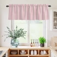 thumbnail image 5 of 3 Piece Kitchen Curtains and Valances Set Pink Striped Cafe Curtains 24 Inch Length Modern Simple Farmhouse Beige Vintage Valance & Tier Curtain for Living Room Bedroom Small Window 54"x18"+27"x24"*2, 5 of 6