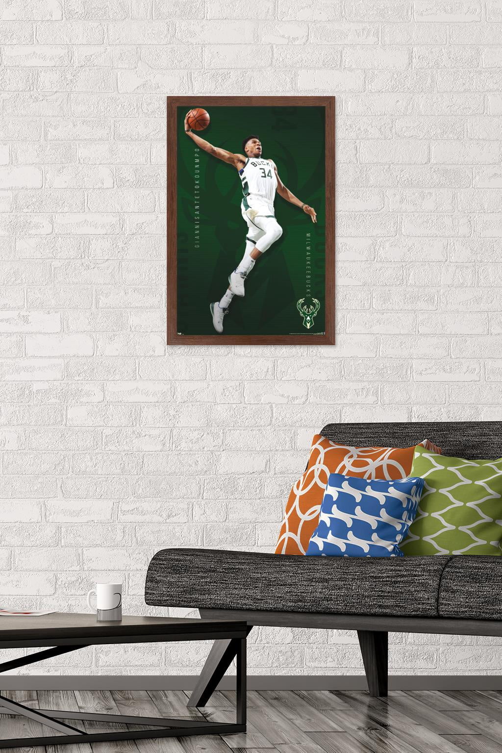 NBA Milwaukee Bucks - Giannis Antetokounmpo 19 Wall Poster, 14.725" x 22.375", Framed