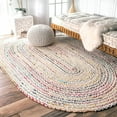 thumbnail image 4 of Handmade Flatweave Cotton Ivory | Multi Reversible Traditional Boho Area Rug for Living Room, Kitchen, Bedroom Home Decoration 3' x 5' Oval - 3'x5', 4 of 5