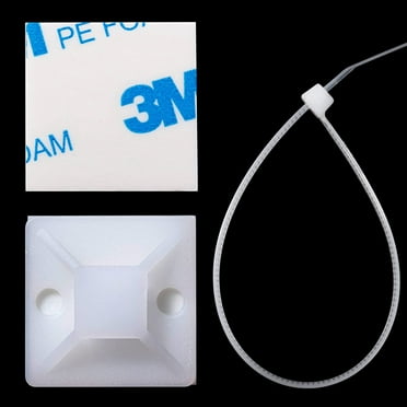 Cable Tie Mounts, Adhesive-Backed, 1 Inch, for Cable Management, Cable Tie Anchors, 100 Pack, White