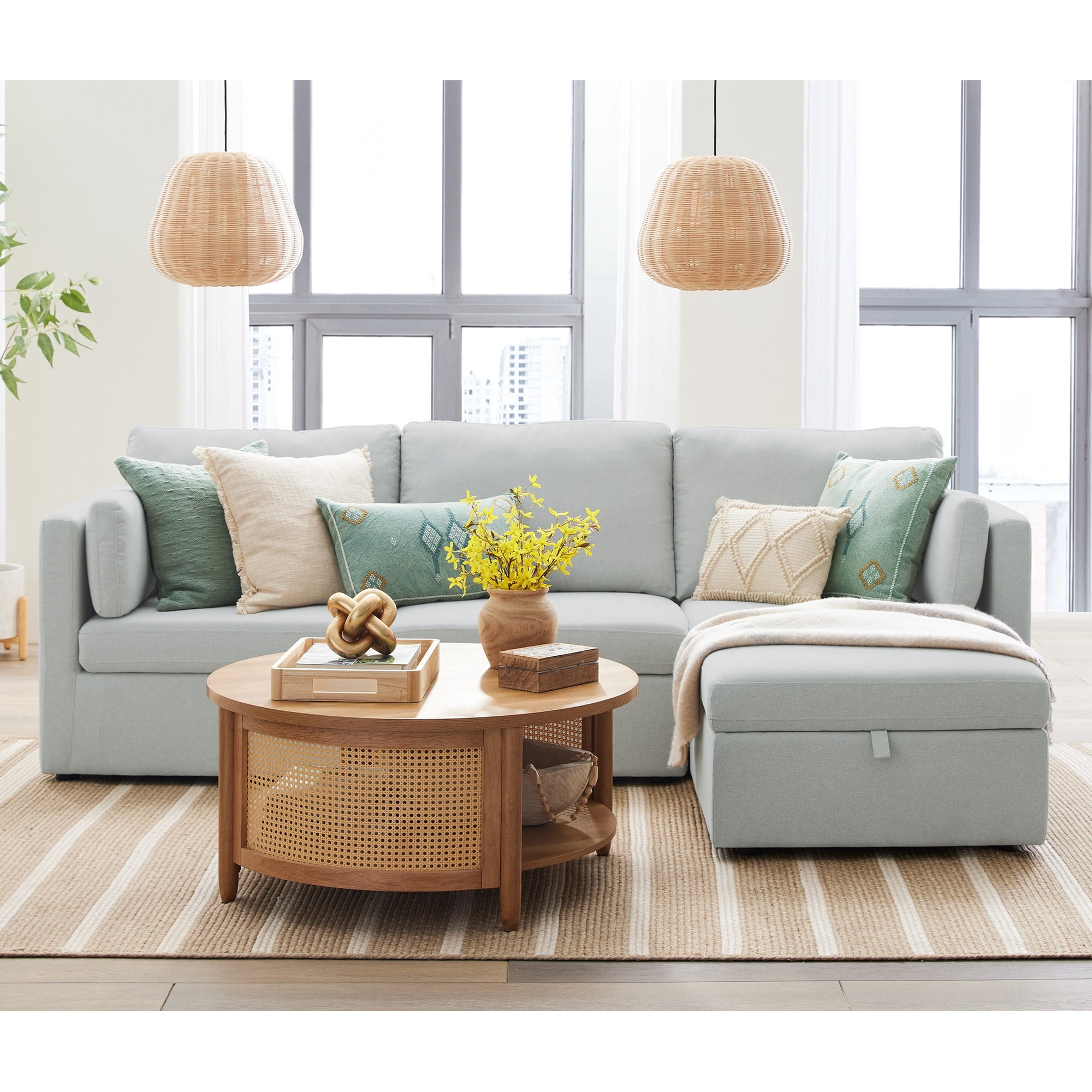 Better Homes & Gardens Modular Sectional Sofa with Storage Ottoman Grey