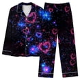 thumbnail image 5 of Ousvtion Women's Valentine's Day Pajamas Sets Love Heart Print Sleepwear Valentines Two Piece Outfits Button Down Long Sleeve Loungewear Soft Tops and Bottom Clearance Saving,C04-Multicolor,3X-Large, 5 of 5