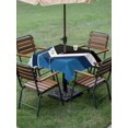 thumbnail image 4 of Outdoor Tablecloth with Umbrella Hole for Patio/Picnic/Party/Camping, Abstract Blue Black Waterproof Table Cloth Square Cover Washable, Modern Geometric Color Blocks (60"x 60"), 4 of 8