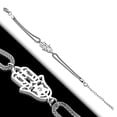 thumbnail image 2 of Stainless Steel Silver-Tone Hamsa Hand Protection White CZ Bracelet, 8", 2 of 3