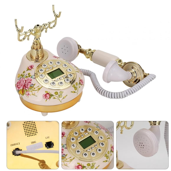 Teléfono con calendario, MS-9100 Teléfono retro de cerámica con base redonda Teléfono decorativo para el hogar construido para durar