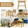 thumbnail image 5 of Gymax Shower Bench Teak Wood Shower Stool w/ Curved Seat Waterproof Bath Bench, 5 of 9