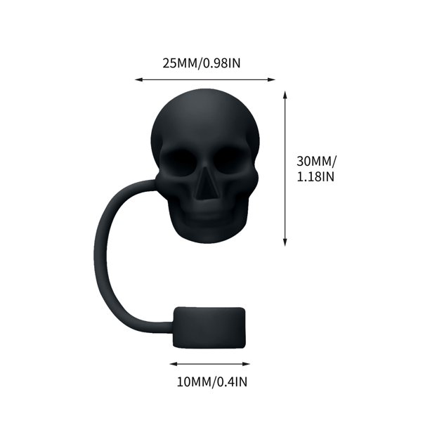 Taza con Paja Halloween Esqueleto Hierba Sombrero Taza de Hielo de Silicona de Grado Alimenticio 10 Mm Cubierta de Hierba de Silicona Edición de Auriculares Silicona de Grado Alimenticio