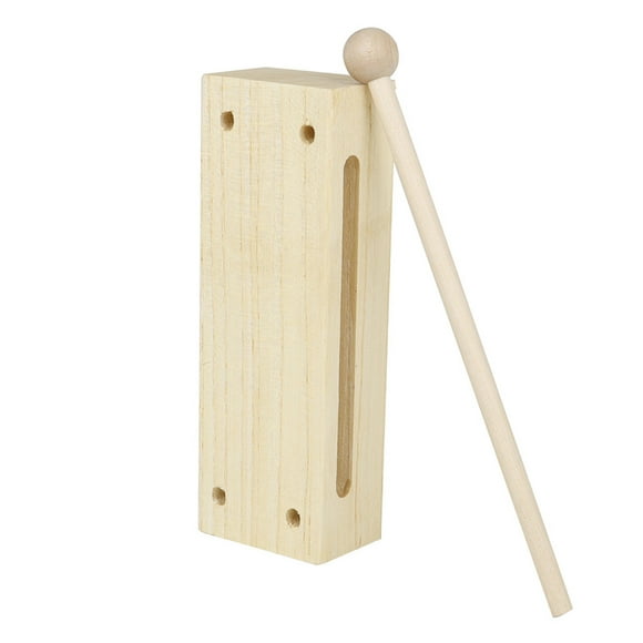 Solid Wood Percussion Instrument 2 Tone Wooden Musical Instrument with Mallet Dual Tone Kids Educational Musical Tool