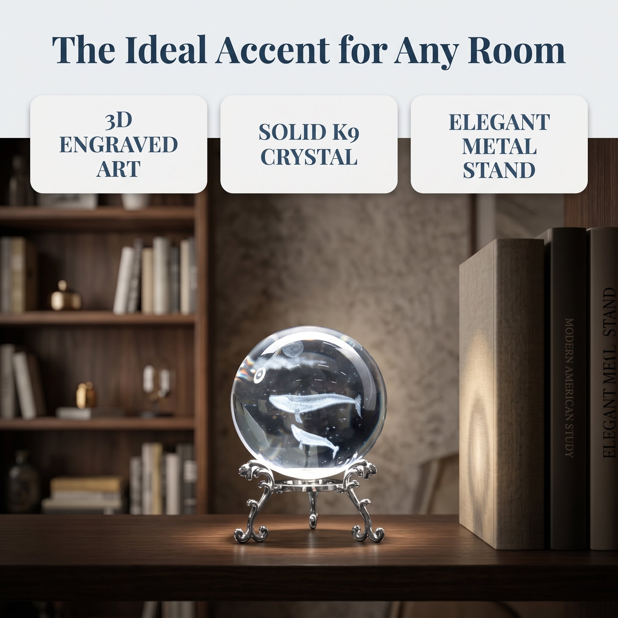 Unique Bargains Crystal Ball Figurine 3D Glass Paperweight with Base Clear Style L