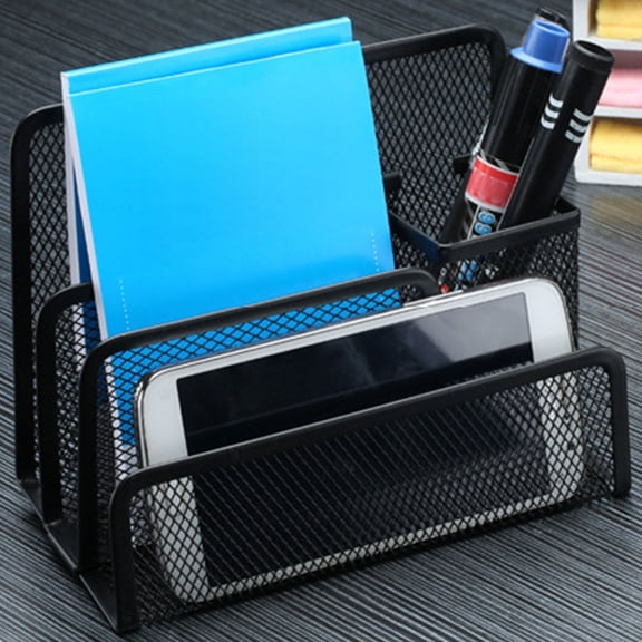 Kieccall 3 Tier Wire Mesh Letter Tray Pen Holder Multifunction Desk Organizer Gift