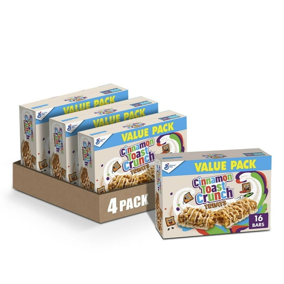 (4 pack) Cinnamon Toast Crunch Cereal Treat Bars, Snack Bars, Value Pack, 16 Ct, 13.6 oz