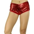 thumbnail image 6 of ToBeInStyle Womens Sequined Shiny Sparkly Bling Booty Dance Shorts - Red, 6 of 6