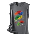 thumbnail image 5 of Camiseta holgada sin mangas con cuello redondo y estampado de flores informales de verano para mujer Pompotops  lopia994198, 5 of 5