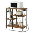 thumbnail image 6 of HOOBRO Bakers Rack with Power Outlet, Microwave Stand with 5 S-Shaped Hooks, Coffee Bar, Kitchen Storage Shelf, for Kitchen, Living Room, Rustic Brown and Black BF07UHB01, 6 of 10