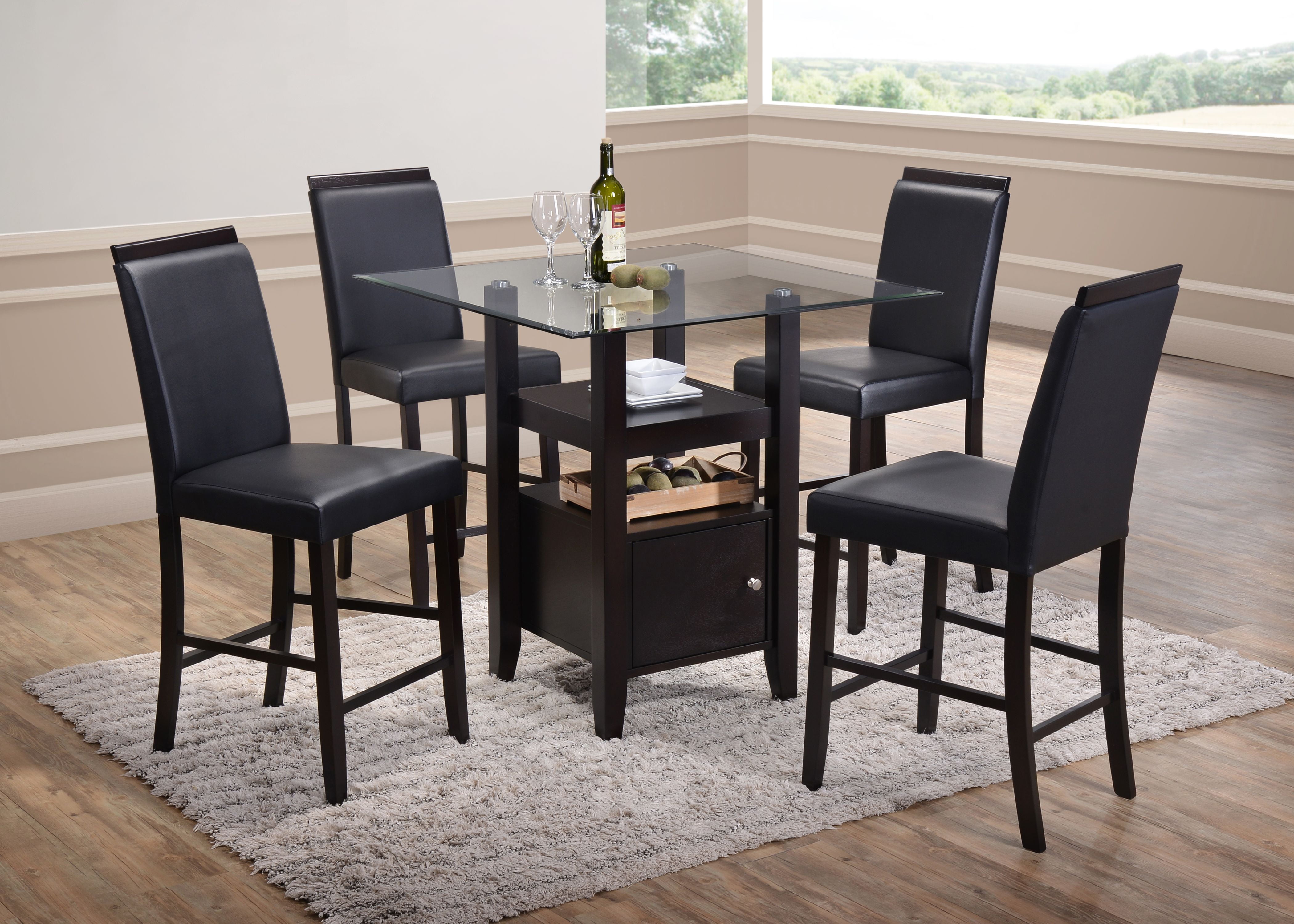 Lenn 5-Piece Counter Height Dining Set, 35" Square, Transitional
