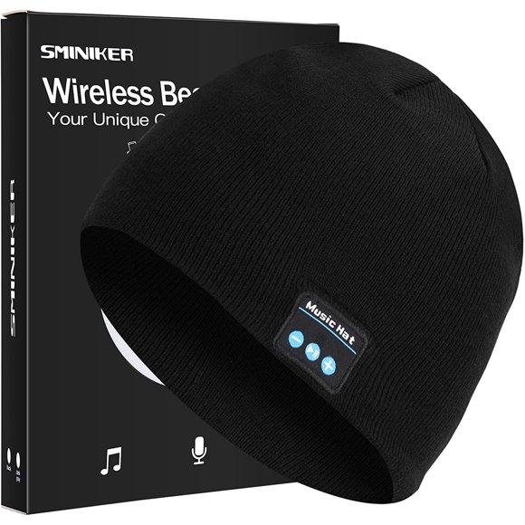Sminiker Unisex Bluetooth Beanie Hat with Exquisite Packaging Wireless Earphone Hat Music Hat Winter Knit Cap